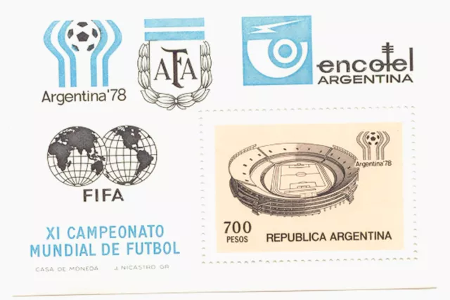 FUßBALL ARGENTINIEN 1978 Fußballweltmeisterschaft, Block 20 postfrisch