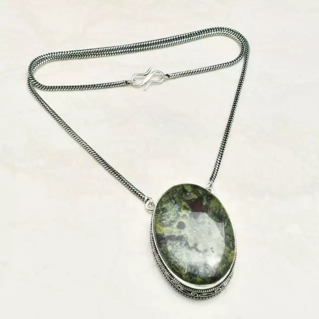 Dragon Blood Agate Ethnic Handmade Pendant Necklace Jewelry 35 Gms AN 39171
