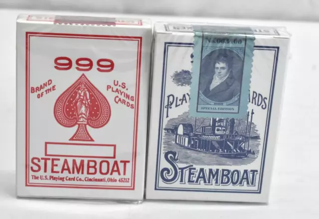 Steamboat 999 Gilded 2 Deck USPCC Playing Card Deck Red & Blue Limited /100