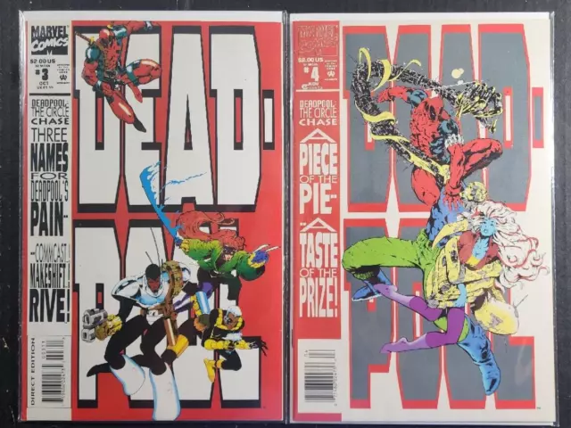 Deadpool The Circle Chase #3 (Direct) & HTF Rare #4 NEWSSTAND VF 1993 Marvel