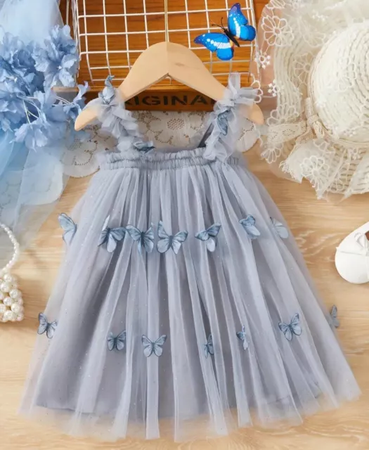 Grey Flower Girl Dress Wedding Bridesmaid Birthday Party Dresses Age 4-5 Years