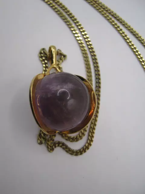 Vintage Amethyst Anhänger Kette 925 Silber vergoldet