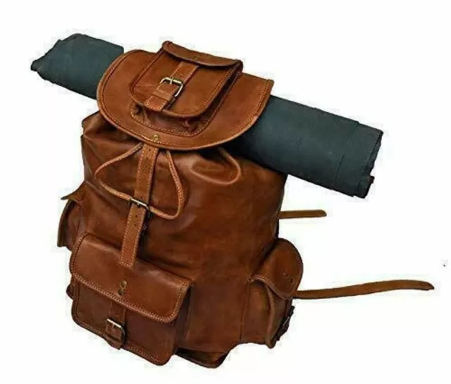 Femmes 22 " Véritable Vintage Sac à Dos Cuir Marron Voyage Portable Sac Neuf