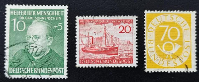 BRD / Bund - 3 Marken aus Anfangsjahren - gestempelt - inkl. 70 Pf. Posthorn