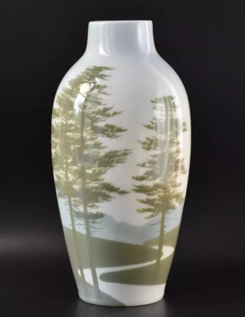 Jugendstil Porzellan Vase Jäger & Co. Copenhagen Waldmotiv Bäume