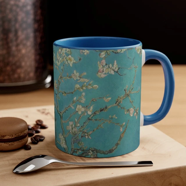 Accent Coffee Mug, 11oz, Van Gogh, Almond Blossom, Floral ceramic mug