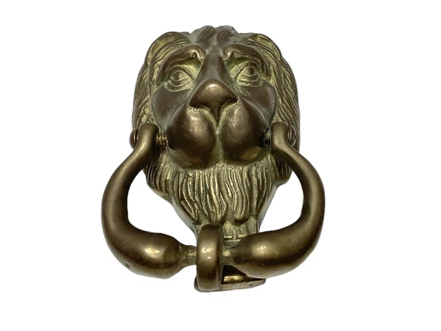 Vtg Aldon Solid Brass Lion Head Door Knocker Or Paperweight Edwardian Style 1982