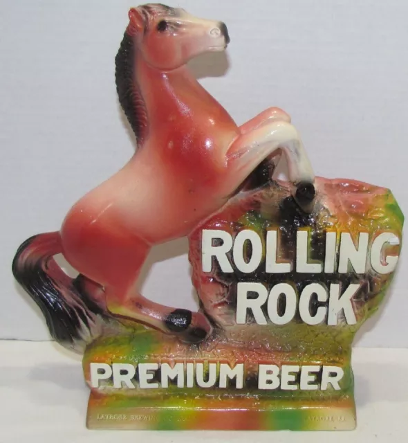 Rolling Rock Premium Beer Ad Figure Chalkware Bar Back Statue