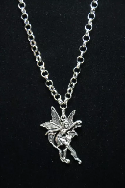 Fairy Fantasy Charm Silver Pewter Pendant Stainless Steel Chain Necklace 18"