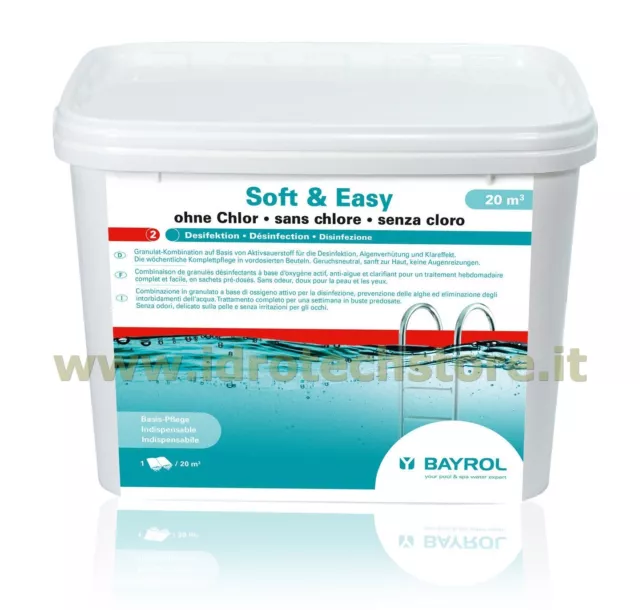 BAYROL SOFT & EASY 20 mc 4,48kg OSSIGENO ATTIVO PER PISCINA PRODOTTI SENZA CLORO