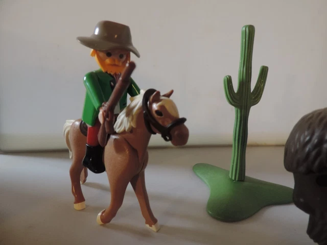 Lot Playmobil Western Vintage 3731 - Indiens, Cheval, Bison, Tipi - 1988