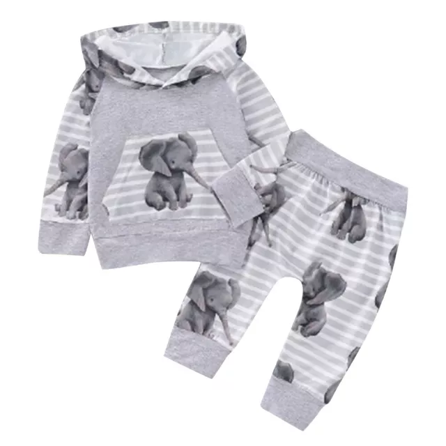 Newborn Baby Boy Hooded Tops+Pants Tracksuit Trousers Outfits Clothes Sets 0-18M