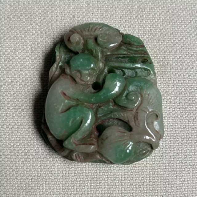 Jade Carved  Monkey pendant/ Amulet