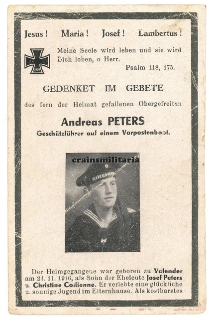 Orig. Sterbebild VP-Boot Matrose ° Amel Belgien + TRONDHEIM Norwegen