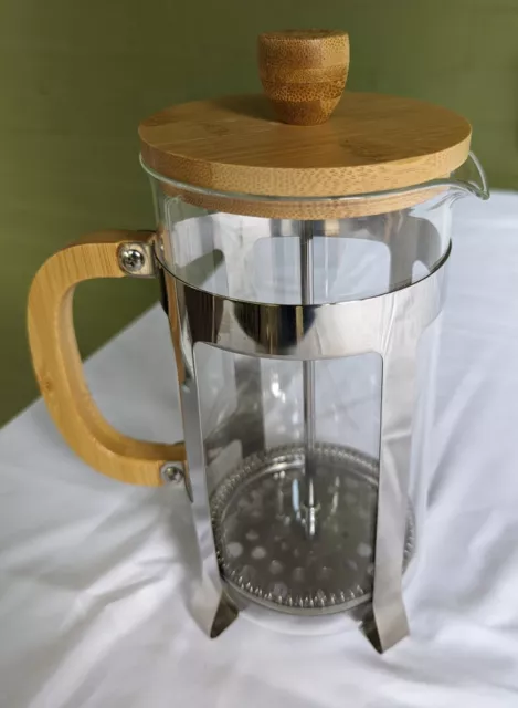 French Press 8 Cup Coffee Tea Maker Thickened Borosilicate Glass & Bamboo Home