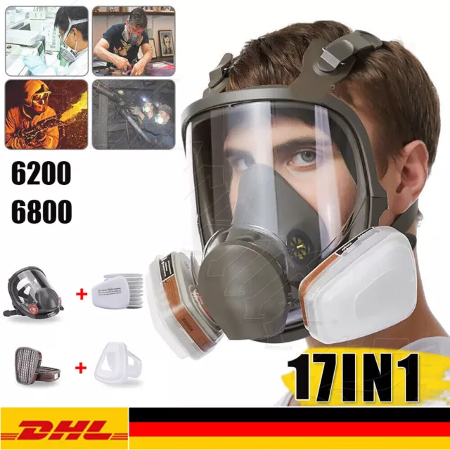 6800 Vollmaske 17 in 1 ollgesichtsmask Atemschutzmaske Gasmaske für Spraymalerei