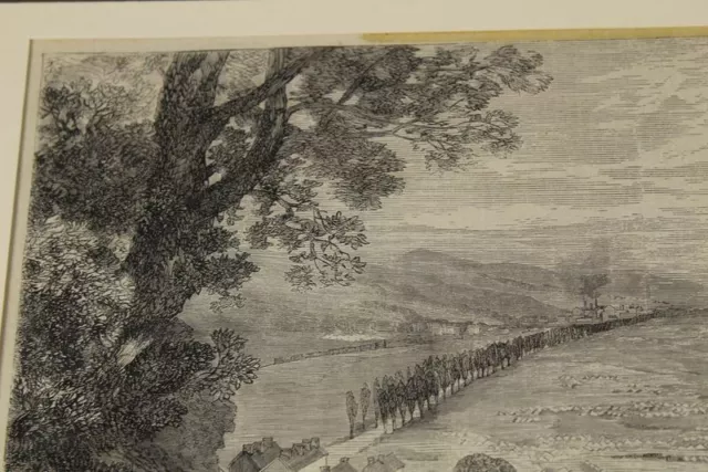 Ansicht von Forbach von Saarbrücken aus - Holzstich im Passep. um 1870 (A) /S348 3