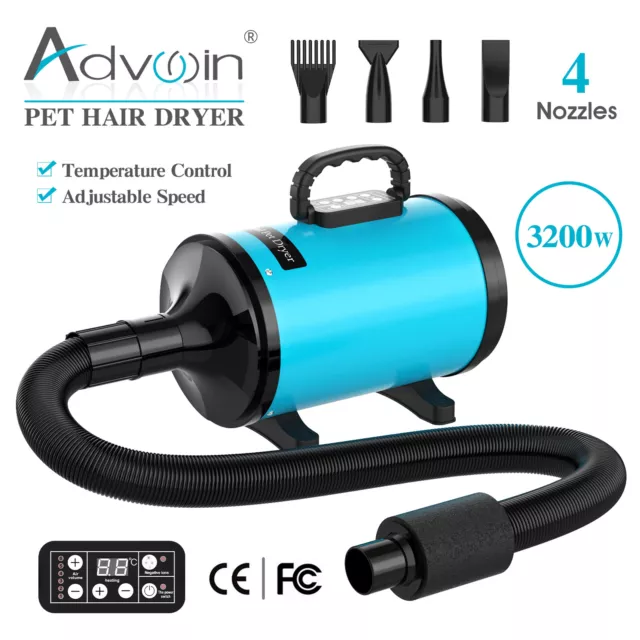 2000W Pet Hair Dryer Dog Grooming Hairdryer Blower Speed Heater Low Noise Blue