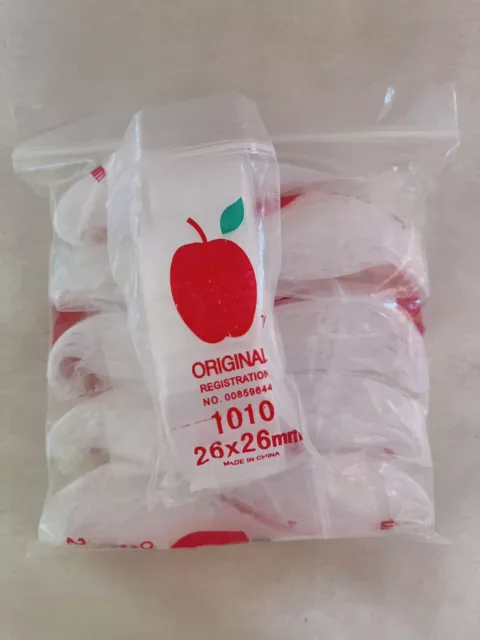 Original Apple Brand Baggies Bags 1010 (1000 ct) 1"x1" - Clear