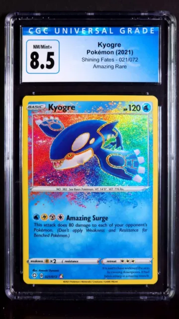 Kyogre Amazing Rare 021/072 Shining Fates NM/Mint+ CGC 8.5 Pokemon Card 2021