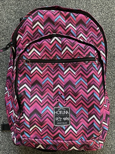 Hot Tuna Pink Print Medium Back Pack Travel Rucksack Casual Bag -hole In Base