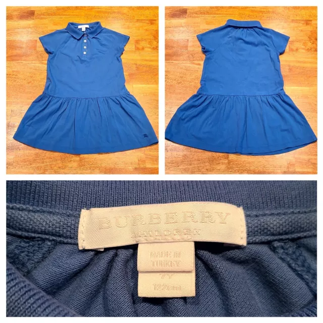 Authentic Burberry Kids Girls Summer Dress Nova Check Size 7Y Blue Spring