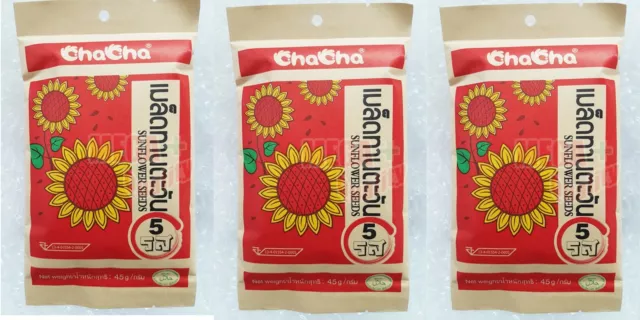3 x ChaCha SUNFLOWER SEEDS Easy Food Snack Roasted and Salted with 5 Flavors 45g