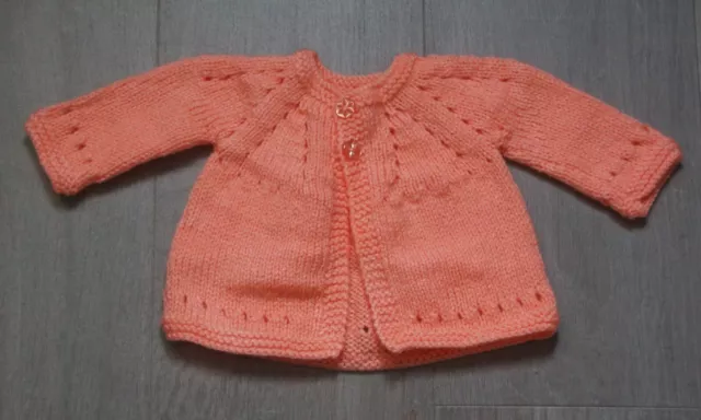 baby girls hand knitted cardigan 0-3 months dark Peach