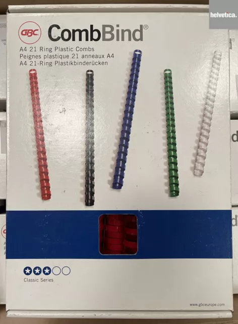 (50 Pack) GBC 25mm CombBind RED A4 Binding Combs (21 Loop Rings)