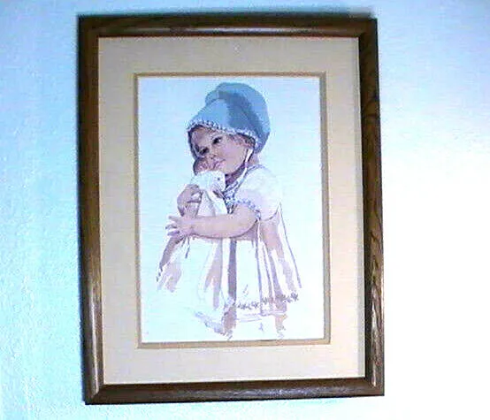Muñeca niña con punta de aguja enmarcada con estampado completo punto de cruz 19,5x16