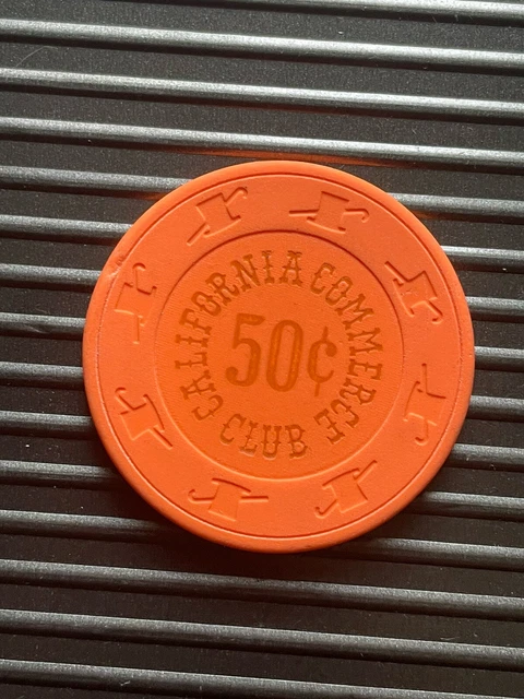 🌺 CA Commerce Casino CALIFORNIA .50 50¢ Cent Poker Chip Gaming Token TH&C 🍑