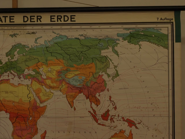 WORLD MAP EARTH map vegetation map climate map 202x126 cm 1970 vintage ...