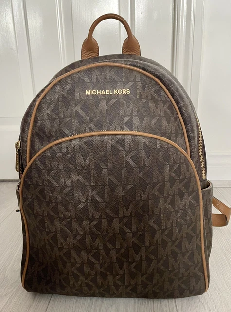 Michael kors abbey large backpack black mk signature pvc leather 2025