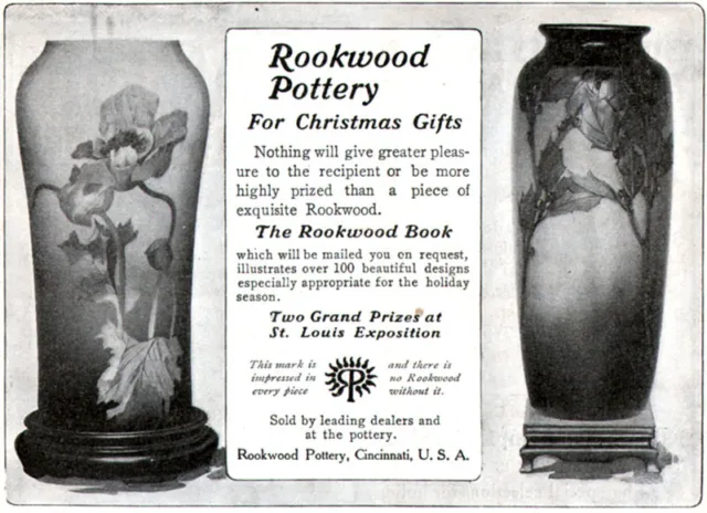 Rookwood Pottery Cincinnati POPPY VASE Original 1904 Print Advertisement