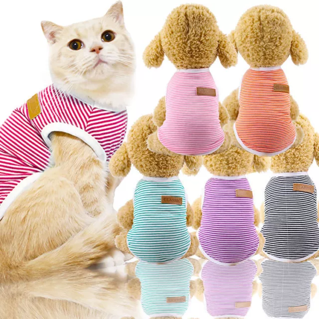 1PCS Classic Stripes Cotton Pets Summer Vest Clothes For Small Dogs Cats T-Shirt