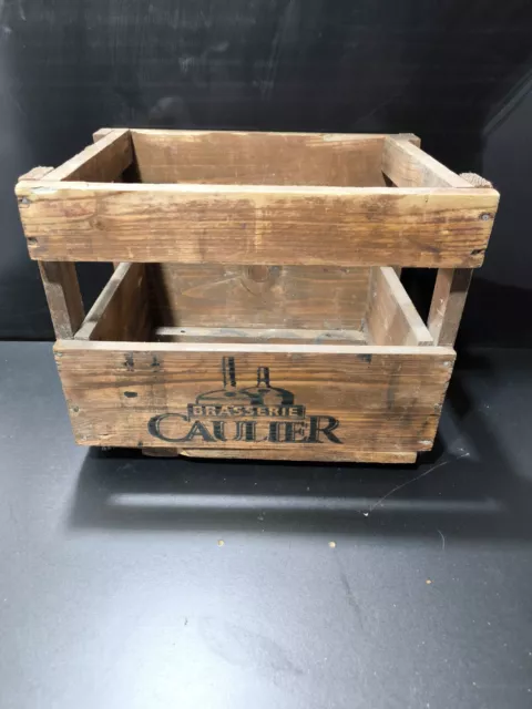 🍻casier en bois Vintage caisse de rangement de bouteilles, brasserie Caulier 🍻