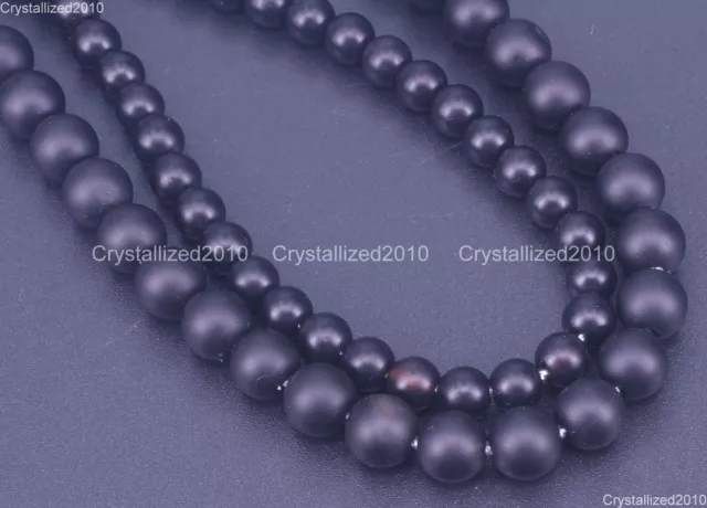Matte Big Hole 2.0mm Natural Black Onyx Gemstones Round Beads 6mm 8mm 10mm 15.5"