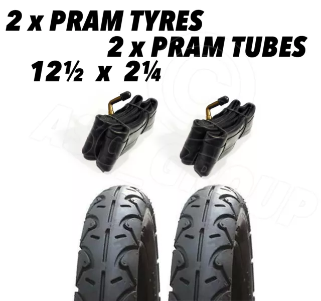 2x Pram Tyres & 2x Tubes 12 1/2 X 2 1/4 Slick Out n about nipper 360 mamakiddies