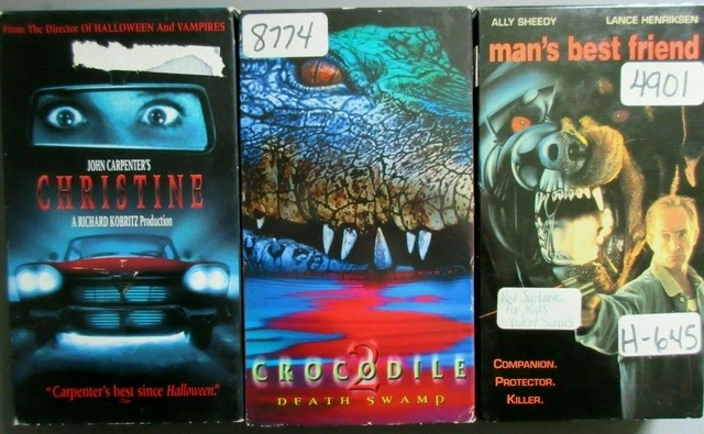3 Old Vintage 1994-2002 Horror Man's Best Friend Christine Crocodile 2 VHS Tapes