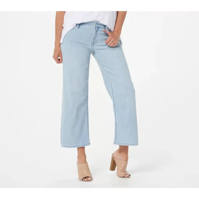 Jen7 7 for All Man Kind Crop Wide Leg Jeans Pinstripe Pin stripe 12