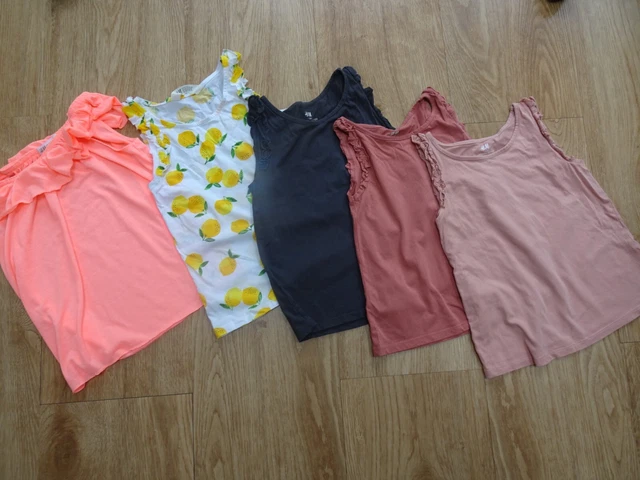 H&M girls 5 piece summer clothes bundle tops t shirt various AGE 6 - 7 YEARS