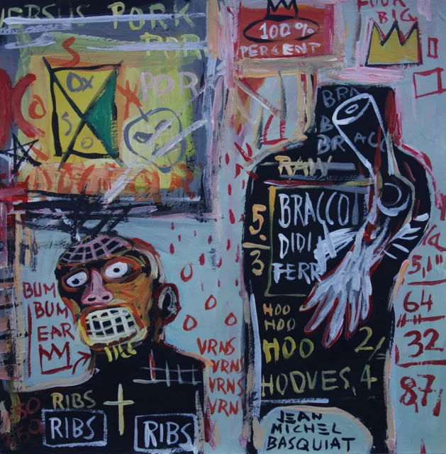 Fine unique painting – Expressive composition, signed Jean Michel Basquiat w COA