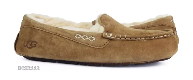 UGG Ansley Chestnut Suede Fur Slippers Womens Size 6 NEW