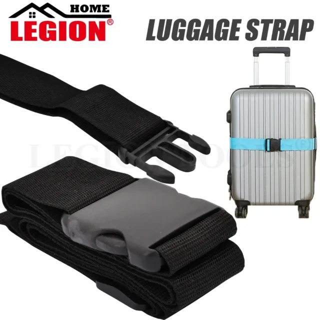 Black Luggage Strap Travel Suitcase Secure Safe Nylon Packing Belt Buckle
