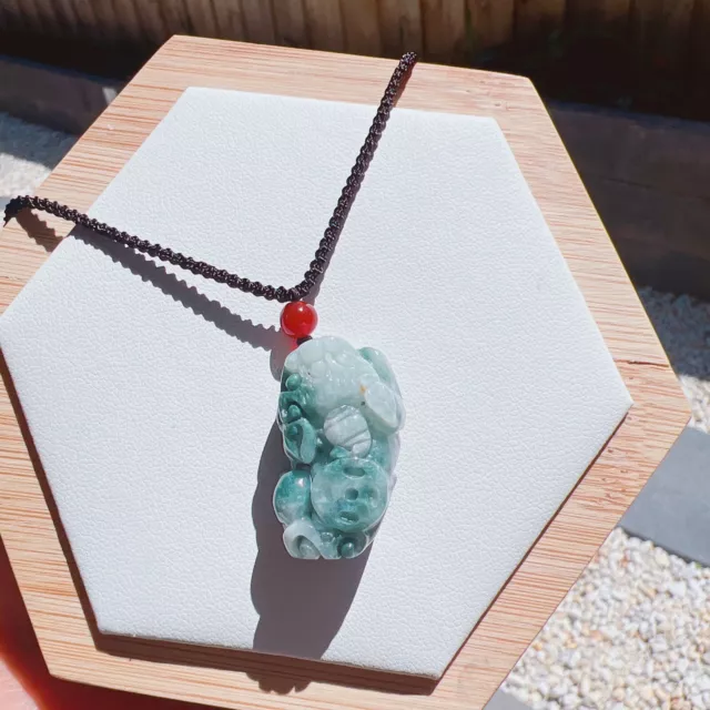 Natural A Grade Burma Jade Pixiu Pendant Necklace