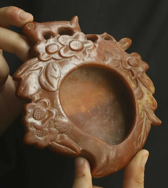 Chinese old natural jade hand-carved statue flower brush washer pot