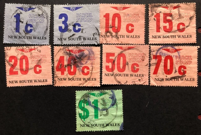 Selection of Victorian Railway Parcel Stamps - 9 From NSW Station - See Scan.