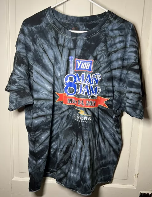 2012 Y108 Country Radio Tie Dye Shirt 8 Man Jam Concert Morgan Rhett Bucky More