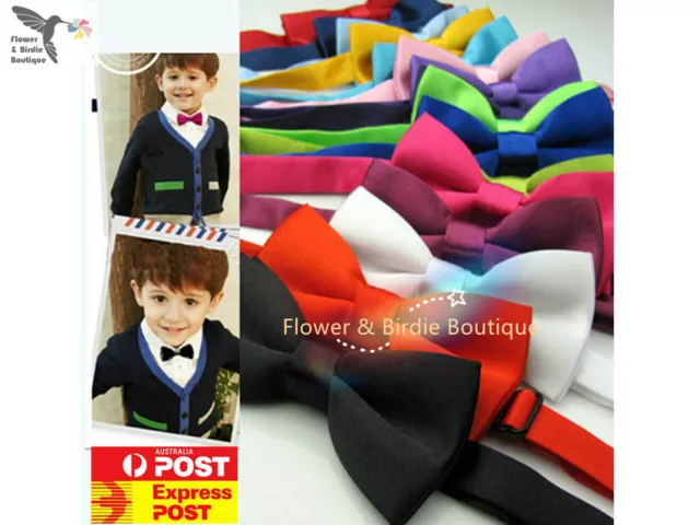 Children Kids Toddler Boys Girls Solid Colour Bowtie Pre Tied Bow Tie Necktie