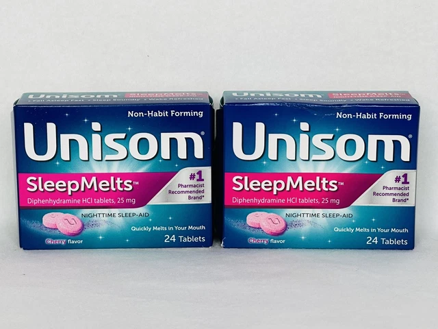 LOTE DE 2 tabletas Unisom SleepMelts sabor cereza ayuda nocturna para dormir (12/23)